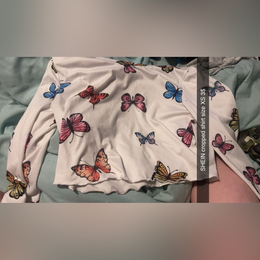 SHEIN butterfly long sleeve shirt size XS